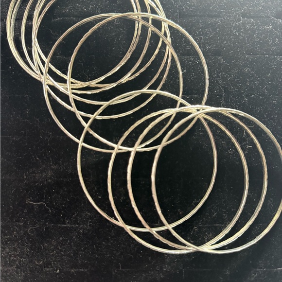 11 Stack Silver Tone Bangle Set - Picture 3 of 7